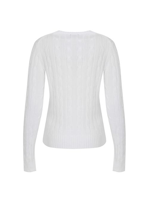 Maglia a trecce in cotone con logo White POLO RALPH LAUREN | 211971869007